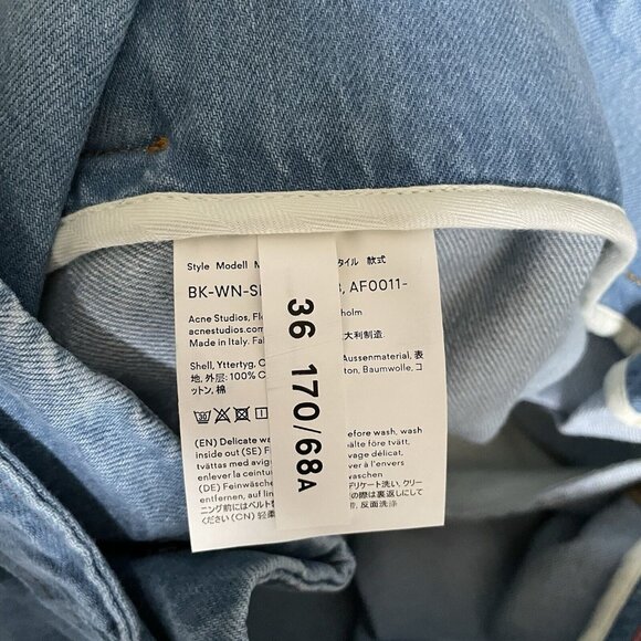 ACNE STUDIOS Bla Konst Light Denim Jean Pleated Belted Skirt Size 36 - Picture 8 of 12